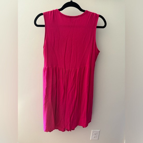 Old Navy Hot Pink Tunic Style Cover Up Tassles and Pleats Size LARGE - Picture 2 of 4